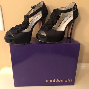 Madden Girl Black Satin Heels